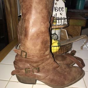 Sz 12m ladies brown knee length riding boots